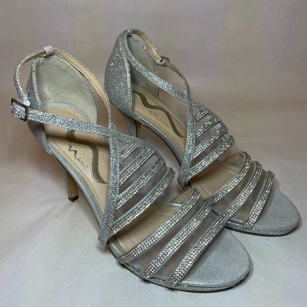 Nina Silver Rhinestone Heels